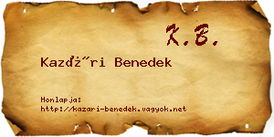 Kazári Benedek névjegykártya